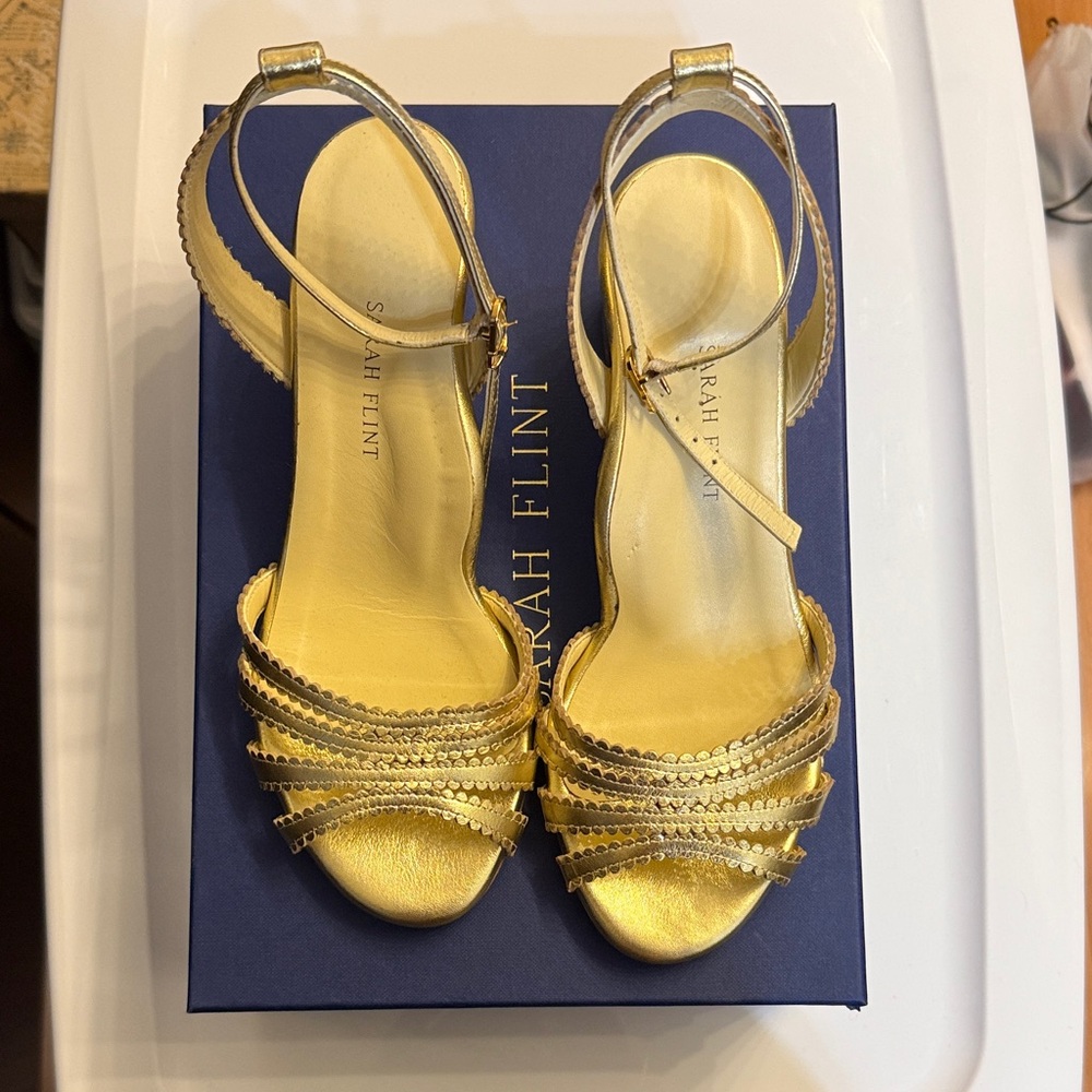 Sarah Flint Kathryn Metallic Gold Women's Sandals - Picture 6 of 8